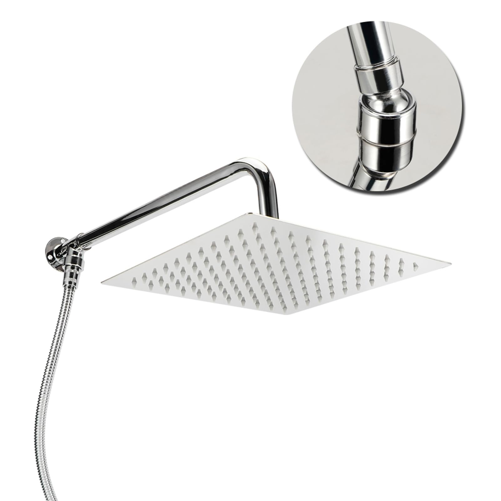 Rociador de Ducha de Pared 25cm Acero Inoxidable Lluvia (Juego de