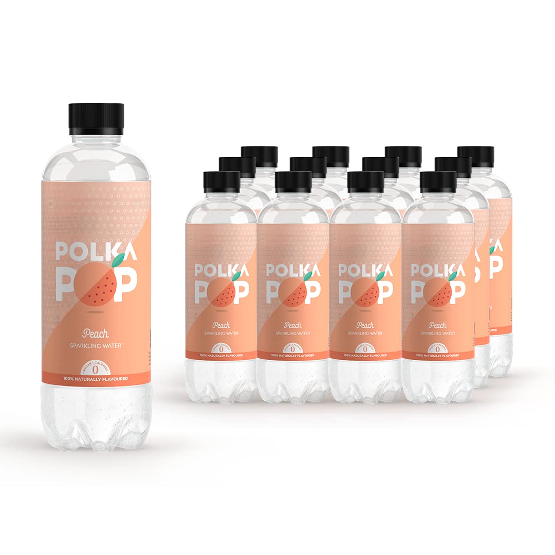 Buy POLKA POP Peach Flavoured Sparkling (Fizzy) Water Pack of 12