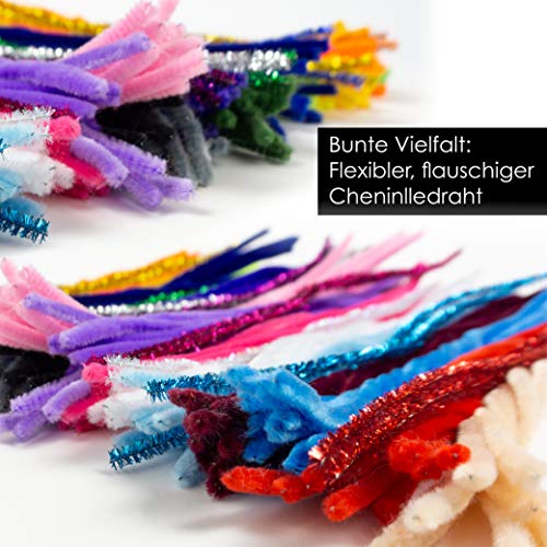 OfficeTree 220 Fil Chenille - 30 Couleurs + Couleurs Scintillantes - Chenilles Loisirs Creatifs pour Bricoler - Image 4