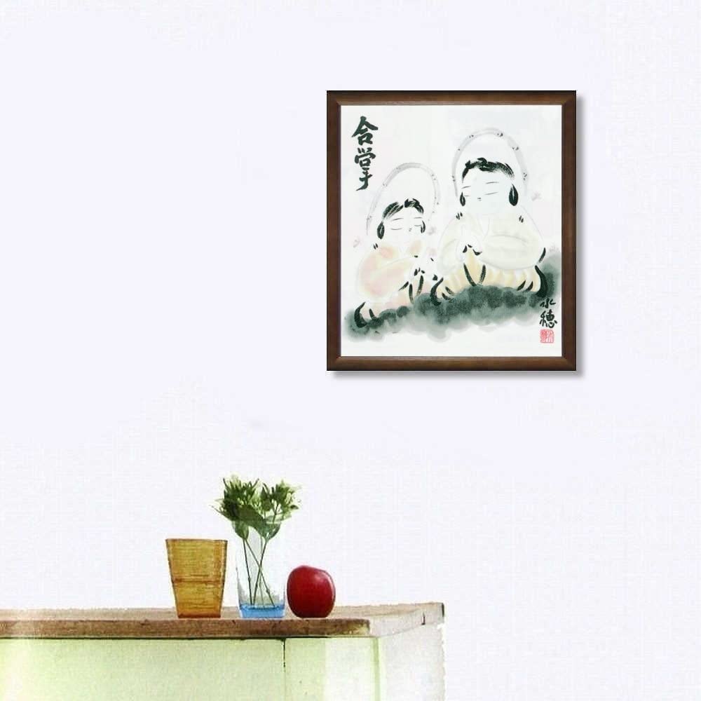 Amazon.co.jp: 沢田水穂 合掌童子 色紙 ブラウン 日本画 人物画 仏画