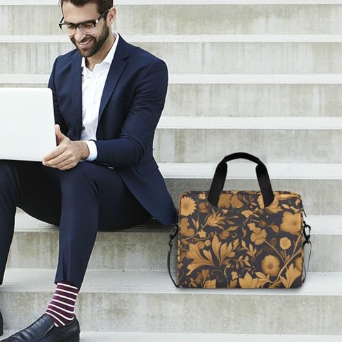 Maletín para portátil 15.6 pulg diseño negro dorado floral miniatura 3