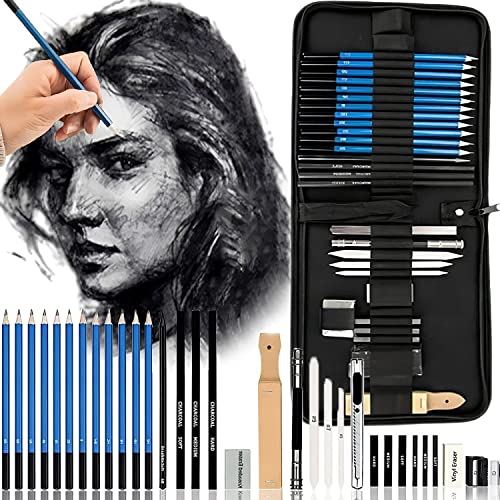 Retoo Art Lápices de Dibujo, 33 Piezas, Kit Profesional, Lápices Profesionales, Adecuado para Principiantes, Estudiantes y Artistas