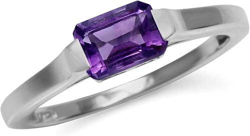 Silvershake Juego de medio bisel con forma de octágono, chapado en oro blanco o amarillo, plata de ley 925, minimalista, anillo de promesa solitario