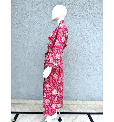 Image of Hand block print Cotton Kimono bikini cover up,Indian Hand block print Cotton Bath Robe,Swim Wear,Nighrwere Dressing Gown