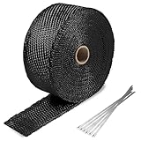Hitzeschutzband für Auspuff - 15 m schwarzes Thermoband mit 12 Edelstahlkabelbindern