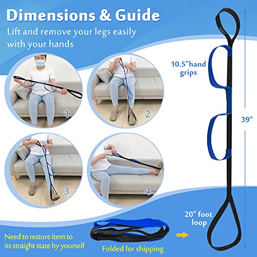 leg lifter strap medical foot lift after surgery for knee hip replacement recovery kit mobility aids physical therapy leg pull strap rigid loop foot lifter thigh portable leg lifting strap - 3734 long