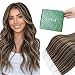Ugeat 14 inch Remy Hair Extensions Highlight Color Brown Mixed Blonde Skin Weft Tape in Hair Extensions Silky Straight Human Hair Extensions