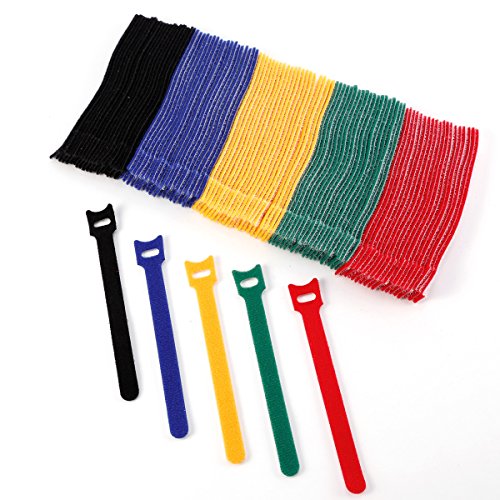 Preisvergleich Produktbild Anladia 100tlg Kabel-Klettband Kabelklett Kabelbinder Klettbinder Klettverschluss (BUNT)