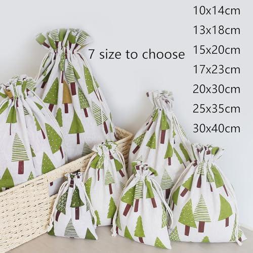 DAHI Baumwollsäcke ca.20 * 30cm säckchen mit Baumwollkordel 12pcs Groß Leinensäckchen jutesäckchen Geschenksäckchen f.weihnachten (20X30cm)