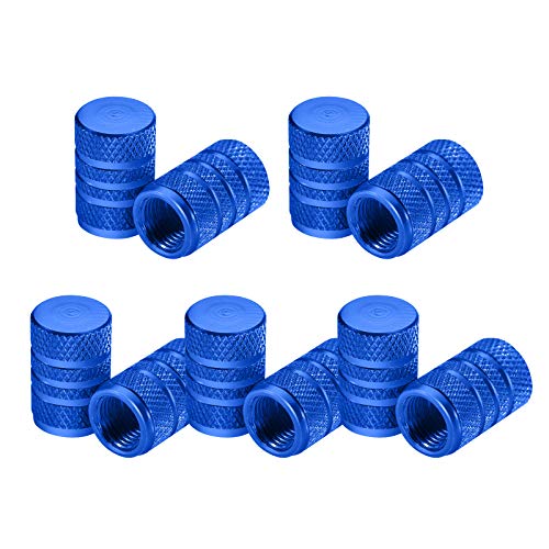 HAIGEZS 10pcs Tire Stem Valve Caps,Wheel Valve Covers Car Dustproof Tire Cap Round Design,Light-Weight Aluminum Alloy for Cars, SUVs, Bike and Bicycle, Trucks, Motorcycles,Blue