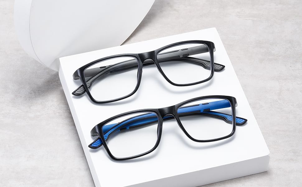Miniatura 6 de Viseng Paquete de 5 lentes de lectura con bloqueo de luz azul para mujeres y hombres, filtro antideslumbrante, anteojos ligeros de estilo deportivo