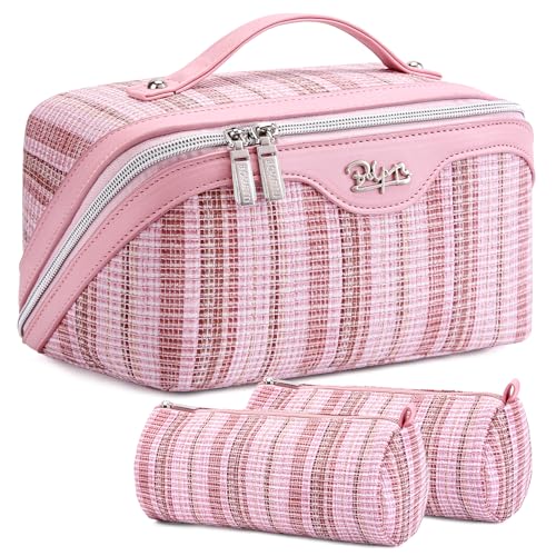 BOYATU Travel Makeup Bags Set of 3 Waterproof Pink