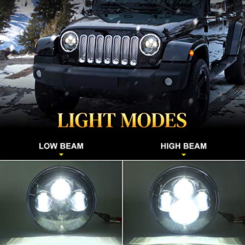 Image of LX-LIGHT Compatible with 2007-2018 Jeep Wrangler JK JKU, 7'' Round Headlights + 4'' Fog Lights + C Shape Tail Lights