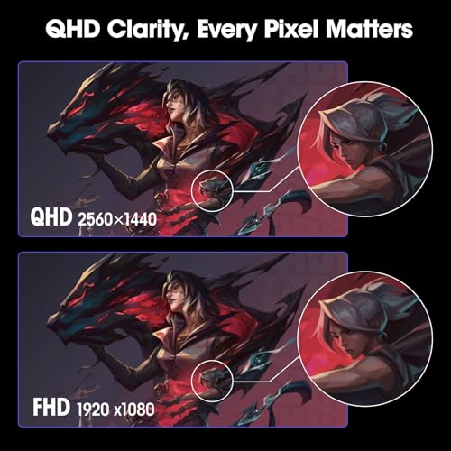 KOORUI 24.5 Zoll Gaming Monitor, QHD(2560x1440), 165Hz, 1ms, IPS, AdaptiveSync, Höhenverstellbar, VESA 75x75mm, Eye Care, HDMI, DisplayPort, Schwarz – Bild 5