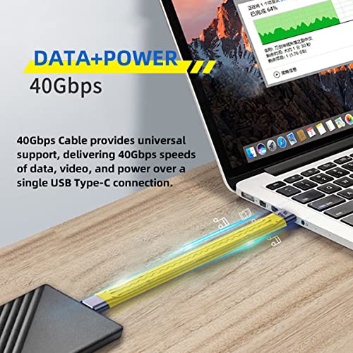 CY Yellow Type-C USB-C Male to Male USB4 40Gbps 100W 8K Flat Slim FPC Data Cable 13cm Compatible with iPhone 15 Laptop Phone - Image 4