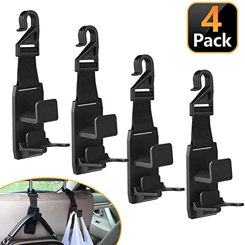 XBRN Car Hooks for Back Seat Headrest Hanger Hold Purse Grocery Bag Hat