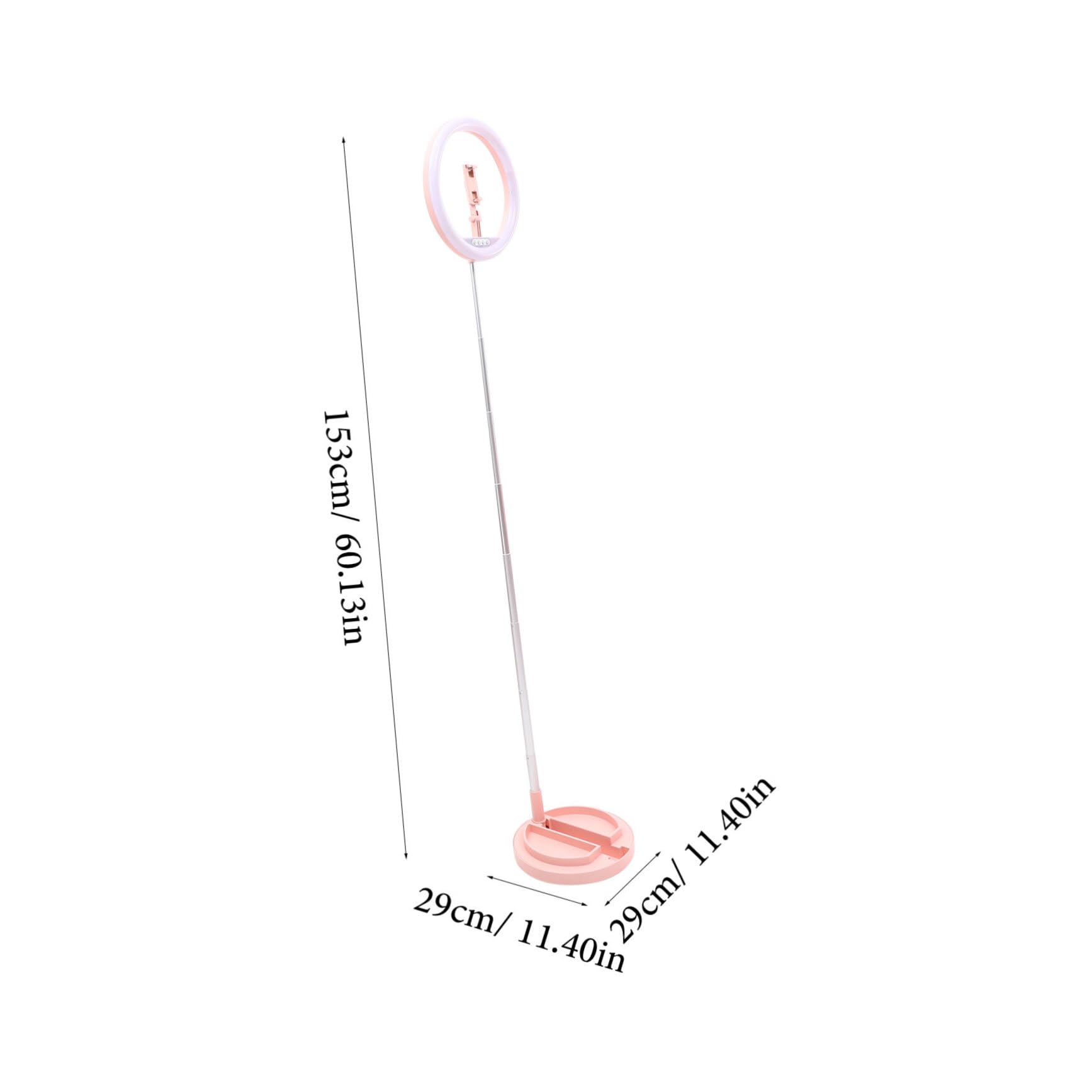 Lurrose Anillo de Luz LED Portátil Rosa Soporte Plegable para Teléfono Móvil, Luz Suave Ajustable 3300-6000k Adecuado para Fotos y Transmisiones en Directo