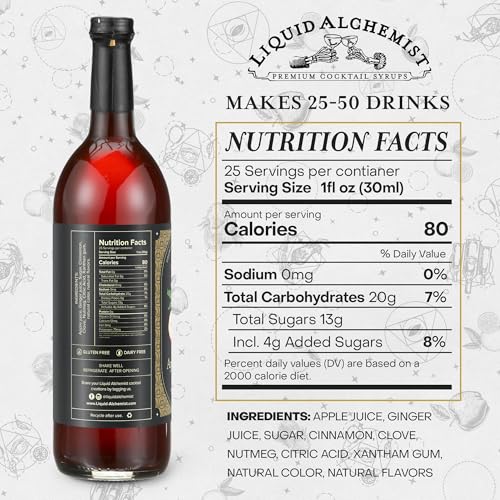 Image of Liquid Alchemist Apple Spice Syrup for Cocktails | Real Ingredients Make our Apple Syrup for Drinks a Perfect Fall Themed Old Fashioned Mix | Small Batch Non-GMO Vegan Drink Mixer | 25.4 oz, Pack of 1