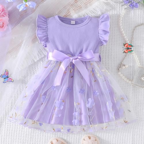 Toddler Baby Girls Tulle Tutu Dress Ruffle Sleeve Fluffy Dresses Cute Summer Sundress for Party Beach Casual2