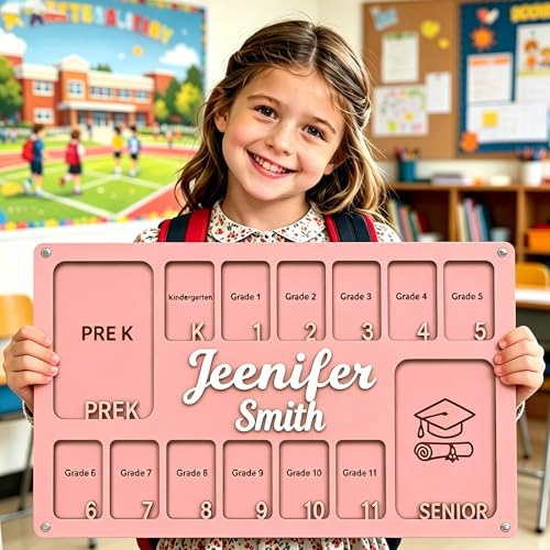 Aeekdook Personalized School Picture Frame Pre-K to 12 Custom Wooden School Years Photo Frame K-12 with Name Personalized Photo Frames Back to School Gifts for Kids Toddler Student
