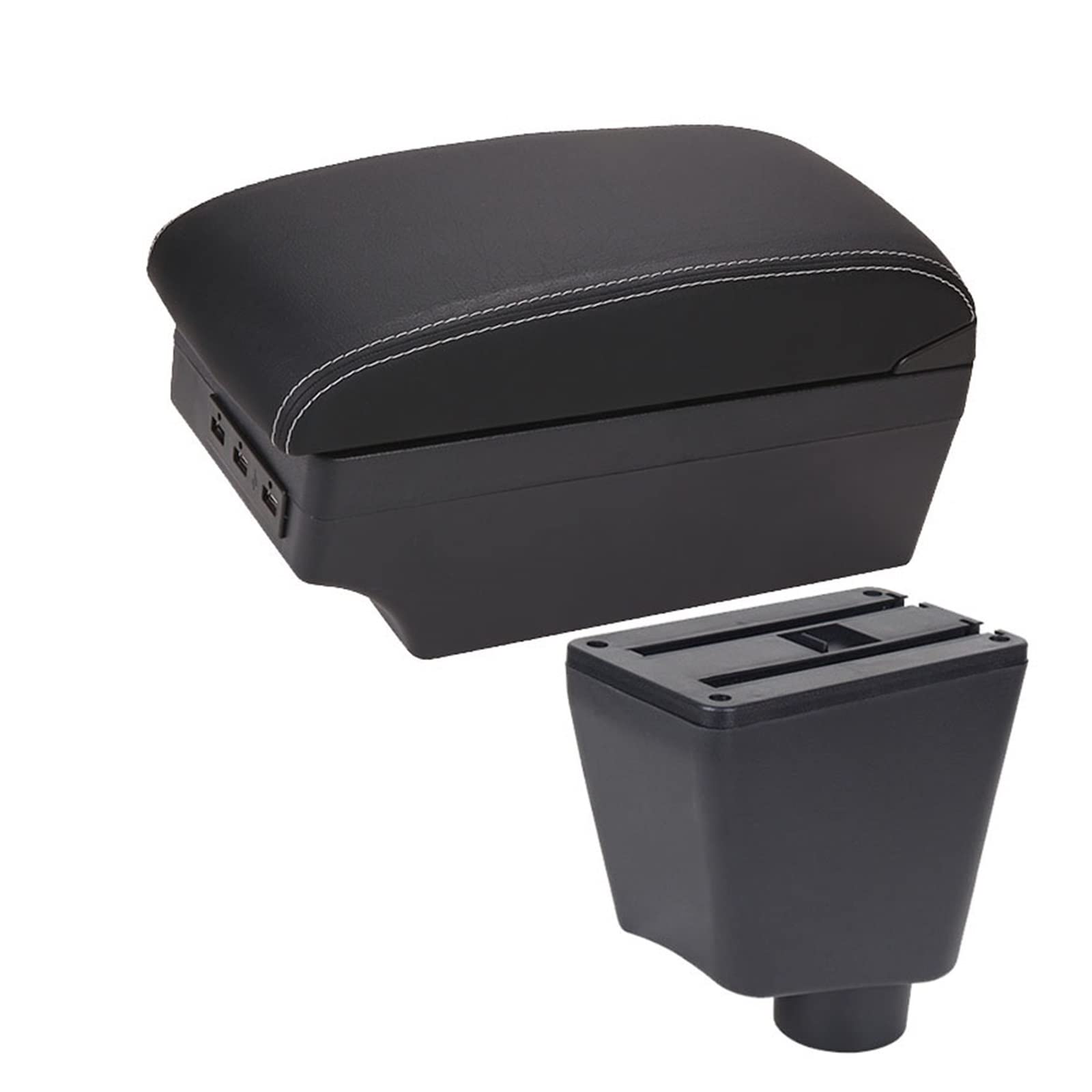 For Renault For Clio 3 4 Car Armrest Box Car Storage Box Cup Holder Ashtray USB(A3 Black white 7USB)