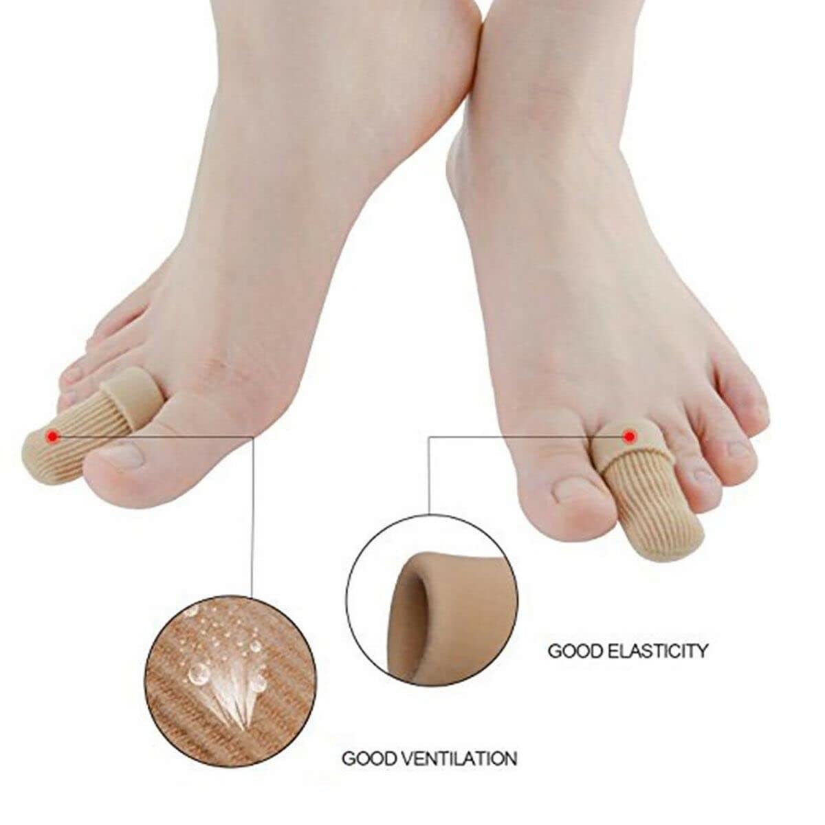 PedimendTM, guaine per dita dei piedi e punta chiusa (3 paia, 6 pezzi), protezione per dita dei piedi in gel per prevenire lo sfregamento di alluce valgo, dita a martello, calli, calli e vesciche.