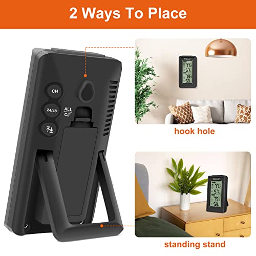 Geevon Indoor Outdoor Thermometer Wireless Digital Thermometer Temperature With Lcd Backlight Can Receive Signals From 3 Transmitters,200Ft/60M Range #TOP2