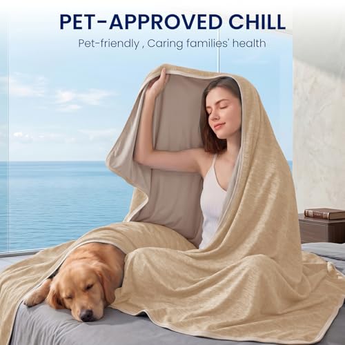 Image of TOPCEE Cooling Blanket(60 inchx90 inchTwin Size)for Night Sweats Absorbs Heat to Keep Adults, Children Cool on Warm Nights, Q-Max 0.5 Cooling blankets for Hot Sleepers, Ultra-Cool Lightweight Blanket for Bed
