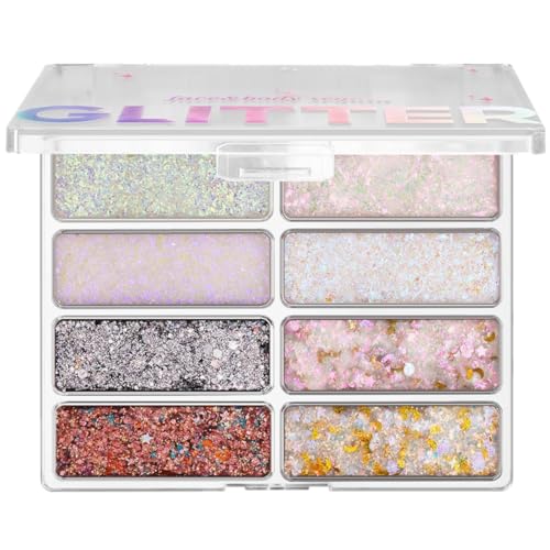 KARLOR Paleta de gel con purpurina para rostro, 8 colores, para el cuerpo, autoadhesivo, brillante, lentejuelas, resaltado, purpurina, gel, diamante, maquillaje, brillo de pelo, brillo de pelo