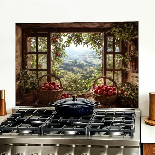 Image of Apple Harvest Window Backsplash Peel and Stick, 35.4x23.6 in