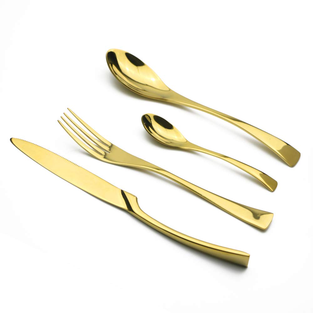 Ensemble de couverts en argenterie, ensemble dorés 24 pièces, dîner acier inoxydable, ensembles vaisselle cuisine occidentale, fourchette, couteau à steak, cuillère café