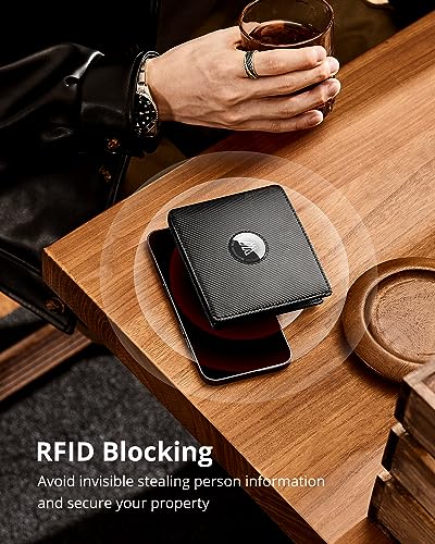 YESIIW AirTag Wallet Mens Wallet with Money Clip Air Tag Wallet Card Holder RFID Blocking Bifold Gifts for Men Black Fine Texture4