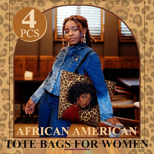 4/8 Piezas Bolsos Tote Grandes para Mujer Afroamericana miniatura 4