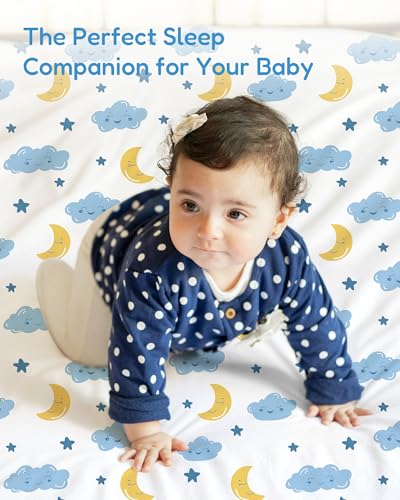 Image of Crib Sheets 2 Pack, Fitted Crib Sheet for Standard Crib Mattress 28x52x9, Ultra Soft Jersey Knit, Breathable Stretchy Deep Pocket, Snug Fit Stays Put, Baby Crib Mattress Sheet