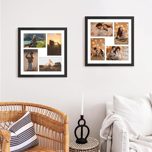 Image of DUENPY 12x12 Picture Frame, 4x6 Collage Picture Frame, Displays Four 4x6 inch Photos, or 12x12 (Without Mat) Available for Wall Mount or Table Top Horizontal and Vertical Display, Black.