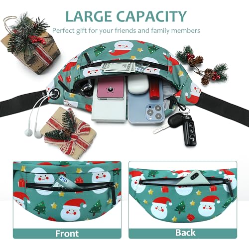 Image of MAXTOP Large Christmas Fanny Pack with 4-Zipper Pockets, Christmas Bag Gifts for Enjoy Festival Sports Workout Traveling Running Casual Hands-Free Waist Pack Crossbody Phone Bag Carrying All Phones