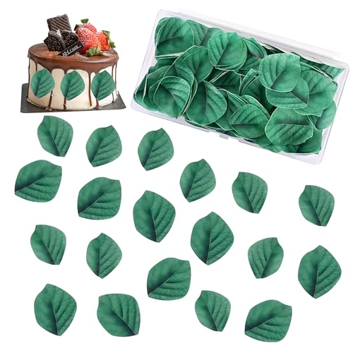 mohito 100 Stück essbare Blätter, Essbare Grüne Blätter für Kuchen Dekoration, essbares Oblatenpapier, Kuchendekoration für Hochzeit, Geburtstag, Babyparty