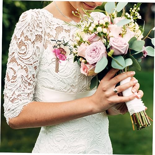 Boutonniere floral para novio de boda mini ramo seco miniatura 3