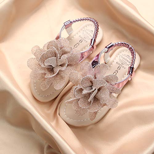 White Sandals for Girls Toddler Shoes Casual Shoes Flower Girls Kids Baby Shoes Solid Sandals Princess Baby Shoes (Pink, 6.5 Toddler)4