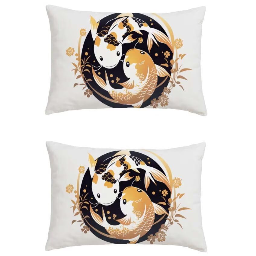 Housse de coussin extérieur poisson 50x90 lin moutarde l-m859