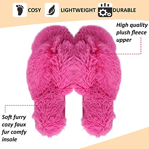 Fuzzy Flip Flop Open Toed Slippers for Womens Furry Home Slippers Fluffy Slip on House Shoes Indoor Outdoor Slippers3