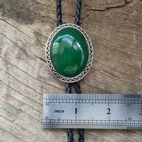 Image of Turquoise Agate Granite BOLO Tie for Men Women Leather Wedding Necklace Western Cowboy Necktie