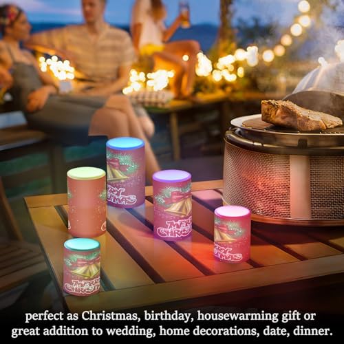 Image of Flickering Flameless Candles, Christmas Bells LED Candles with Remote Timer, Set of 2 Battery Operated Candle for Valentine Wedding Birthday