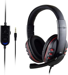 Stereo Gaming Headset for PS4/XBOX-ONE/PC Controller, 3.5mm Noise Cancelling Over Ear Headphones with HD Mic, Bass Surround, Soft Memory Earmuffs for PS4