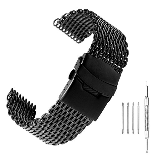 最安値 Kai Tian シャークメッシュブラック帯の18ミリメートル時計バンドステンレススチール時計バンド時計レディースはベルトプッシュdバックル時計ストラップを交換します 18ミリメートル ブラックの価格比較