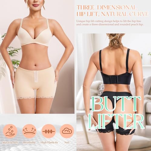 Image of Dulchany Butt Lifting Panties Booty Lifter Underwear for Women Adjustable Hip Enhancer Control Butt Lift Shapewear Shorts Beige