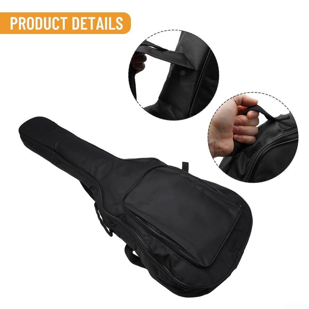 Lecreatekit Sac de transport rembourré pour guitare de taille standard - Noir - Étanche - En tissu - Pour guitares acoustiques, Noir