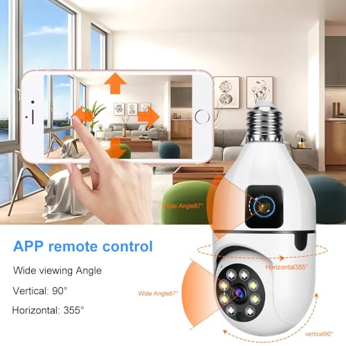 Image of 5+5MP WiFi Bulb CCTV Camera for Home Indoor | 360 View | Color Night Vision | Motion Detection | Two-Way Audio | PTZ Smart Security Camera