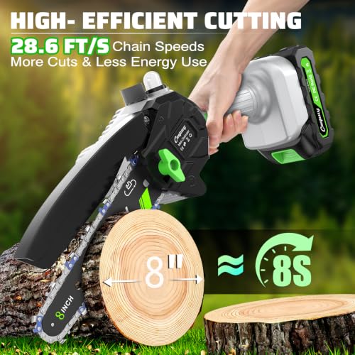 Image of CEEPUY Mini Chainsaw Cordless, 8 /6 Inch Portable Electric Chainsaw with Automatic Oiler /Security Lock /Battery Powered Small Handheld Saw for Trees Branches Trimming,Wood Cutting