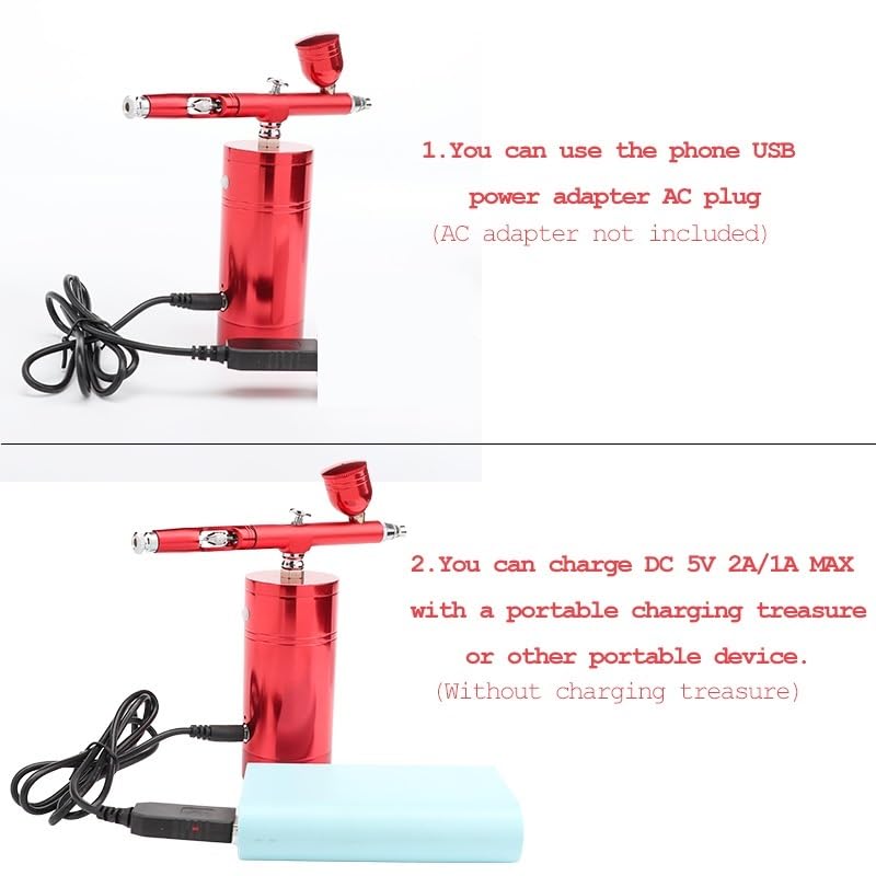 Pistola Spary for compressore wireless portatile utilizzata for lo spruzzatore di riempimento acqua for dolci for il trucco Controllo Preciso(047 GOLD Airbrush)